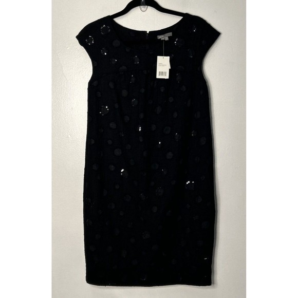 Vince Dresses & Skirts - NWT VINCE Wool Sequin Circle Sleeveless Black Babydoll Dress Pockets Size 6